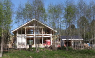 Современный коттедж фахверк строится в поселке OSKO-VILLAGE